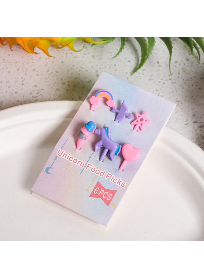 Cartoon Fruit Fork Set Cute Mini Lunch Note Children's Animal Pastry Decorative Plastic Fruit Sticks Creative Daily Tableware-Color:Transparent Box-Specifications: Care Bear Style 8pcs - Image 3