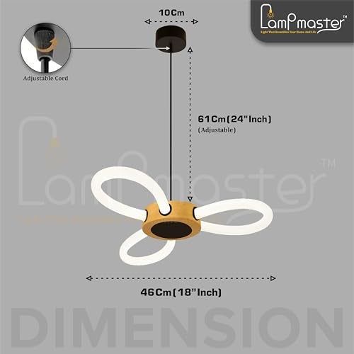 Lamp master Lampmaster Infinity Pendant Light | Modern Decorative Chandelier & Hanging Ceiling Lamp with Wooden Finish | Soft Warm LED Glow | Energy-Efficient Light for Living Room, Bedroom, Dining Area & Hall - Image 4