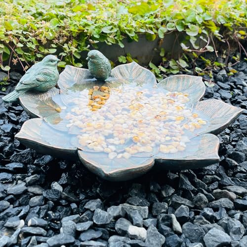 Brilliant Prospect Bird Feeder and Outdoor Bird Bath Bowl, Antique Garden Resin Birdbath Bowl with Vintage Flower Design for Outside Yard or Table Decor - Image 1