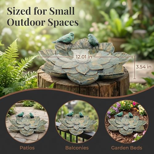 Brilliant Prospect Bird Feeder and Outdoor Bird Bath Bowl, Antique Garden Resin Birdbath Bowl with Vintage Flower Design for Outside Yard or Table Decor - Image 5