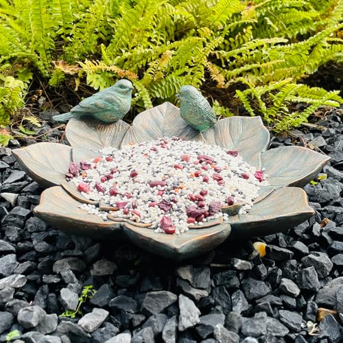 Brilliant Prospect Bird Feeder and Outdoor Bird Bath Bowl, Antique Garden Resin Birdbath Bowl with Vintage Flower Design for Outside Yard or Table Decor - Image 3