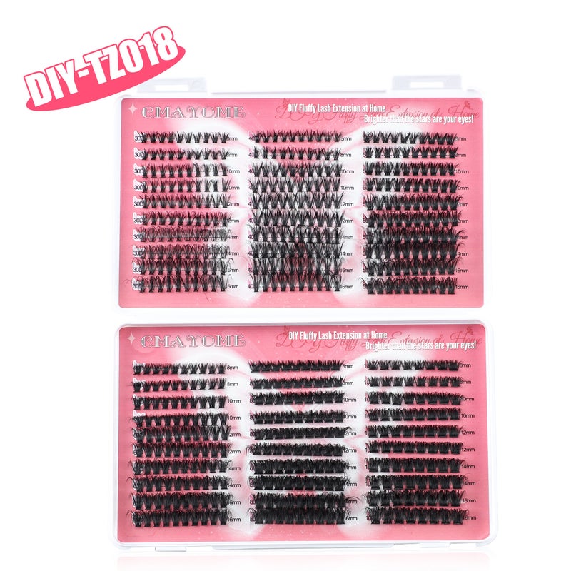DIY single cluster eyelash book large capacity false eyelashes d curly hair 30D/40D/80D/100D collection false eyelashes DIY-TZ018（30D+40D+50D+60D+80D+100D) - Image 1