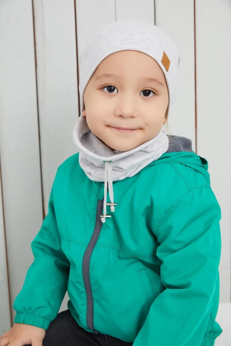 بيبيجيز Melange Boy's Rope Hat Beanie Neck Collar Set Cotton Camisole