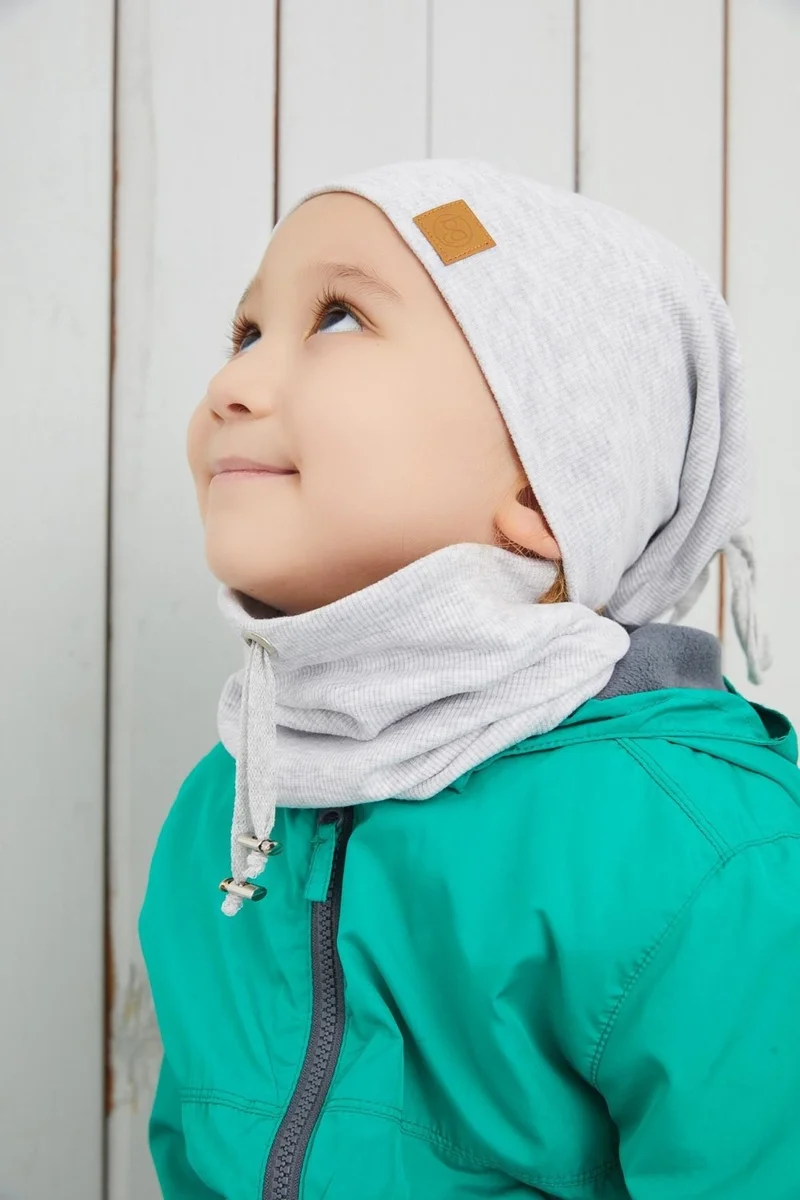 بيبيجيز Melange Boy's Rope Hat Beanie Neck Collar Set Cotton Camisole