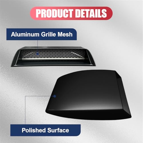 YoRise Universal Car Decorative Air Flow Intake Hood Scoop, Self-Adhesive Automotive Bonnet False Vent Cover, Vehicle Exterior Sticker Accessories for Cars, SUVs, RVs, Trucks (Black) - Image 4