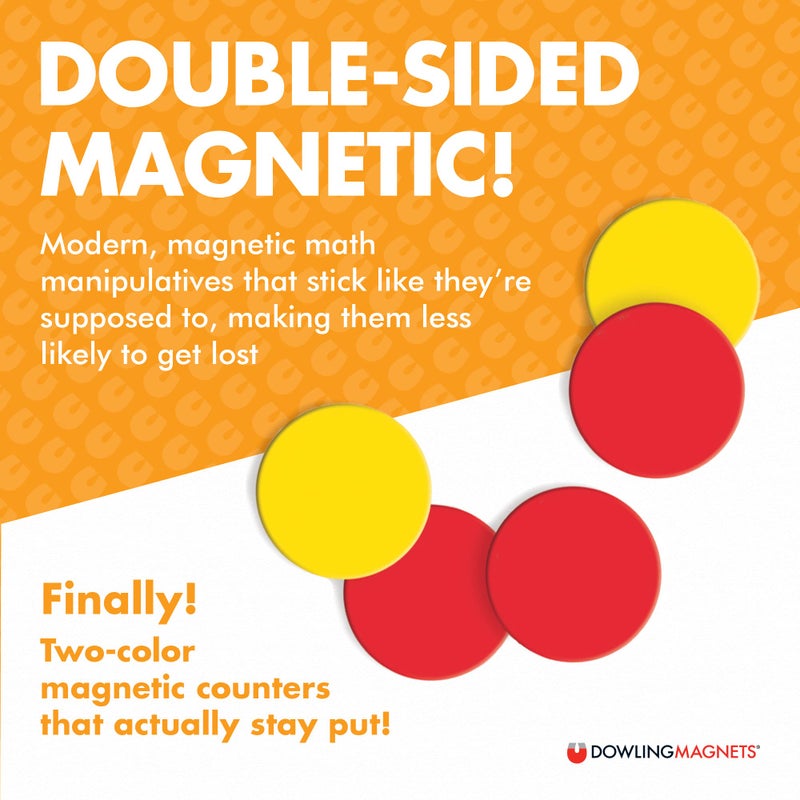 Dowling Magnets Magnetic Two-Color Counters (Red/Yellow, 1 inch Diameter Each), Set of 200. Item 732190. Counters for Kids Math/Math Counters for Kids/Magnetic Math Manipulatives/Montessori Math - Image 3