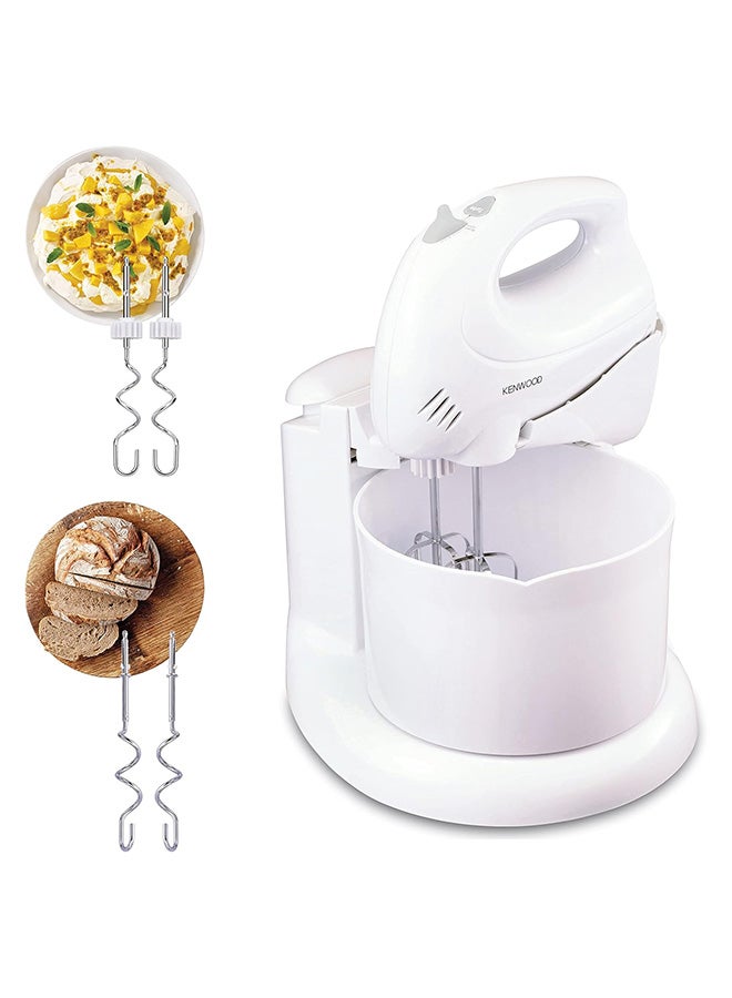 KENWOOD Stand Hand Mixer, 6 Speeds, Turbo Function, Double Stainless Steel Kneader and Beater 2.7 L 250 W HM430009 White - Image 1