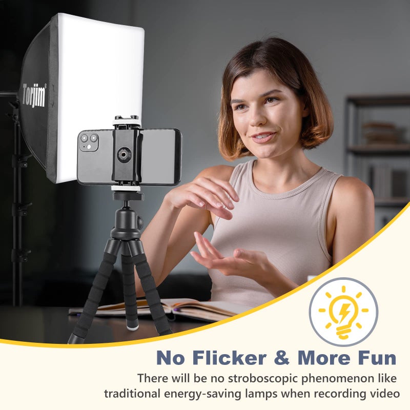 Torjim Softbox Photography Lighting Kit, 16'' x 16'' Professional Softbox Lighting Kit with 85W 3000-7500K LED Bulbs, Studio Lights for Photography/Video Recording/Live Streaming/Portraits Shooting - Image 5
