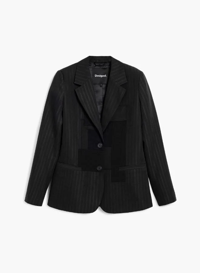 Desigual Grey Striped patch blazer for Women | Best Price UAE