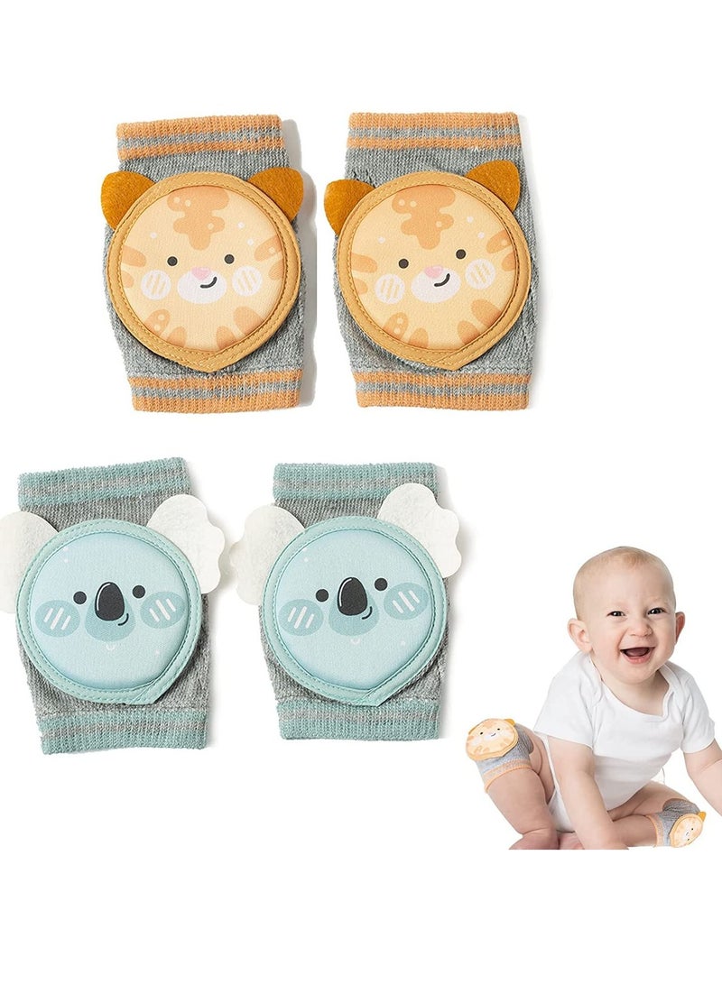 Excefore Baby Knee Pads for Crawling 2 Pairs Protectors Breathable with Sponge Pad, Anti-Slip Leg Warmers Protective Cover Unisex Babies Infant Toddler - Image 1