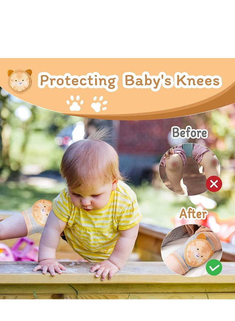 Excefore Baby Knee Pads for Crawling 2 Pairs Protectors Breathable with Sponge Pad, Anti-Slip Leg Warmers Protective Cover Unisex Babies Infant Toddler - Image 2