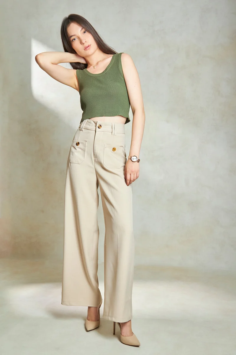 Virgio Twill Straight Daywear Fit Trousers for Women