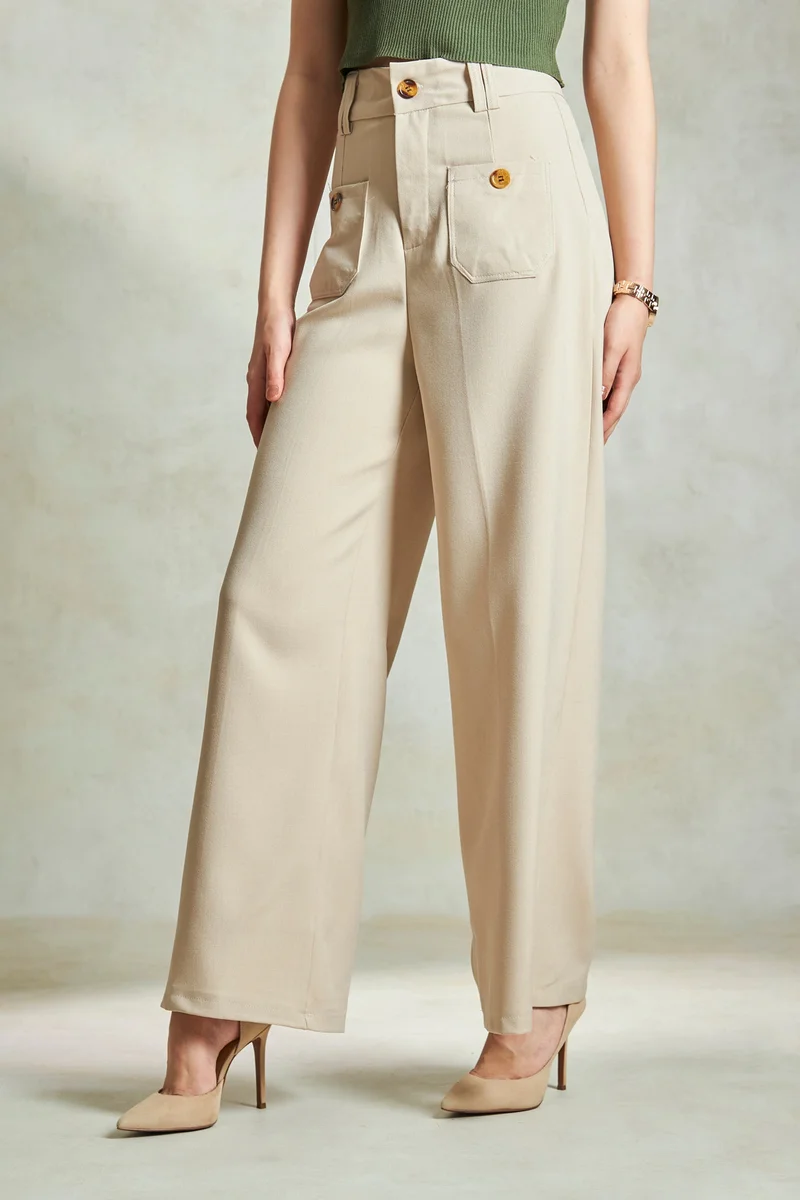 Virgio Twill Straight Daywear Fit Trousers for Women