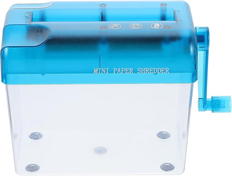 Manual Hand Shredder A6 Small Desktop Wear-Resistant Crosscut Paper Shredder for Home Office School Use Blue - Image 1