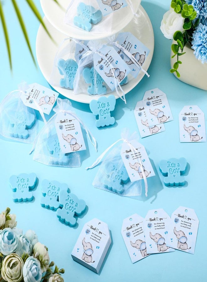Swiffen 50 Sets Elephant Theme Baby Shower Soap Favors for Guests Boy Girl Handmade Soaps with Mini Thank You Tags and Organza Bags for Gender Reveal Party Favors(It's A Boy) - Image 4