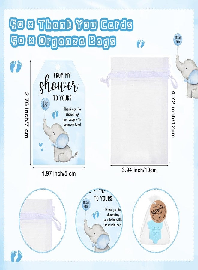 Swiffen 50 Sets Elephant Theme Baby Shower Soap Favors for Guests Boy Girl Handmade Soaps with Mini Thank You Tags and Organza Bags for Gender Reveal Party Favors(It's A Boy) - Image 3