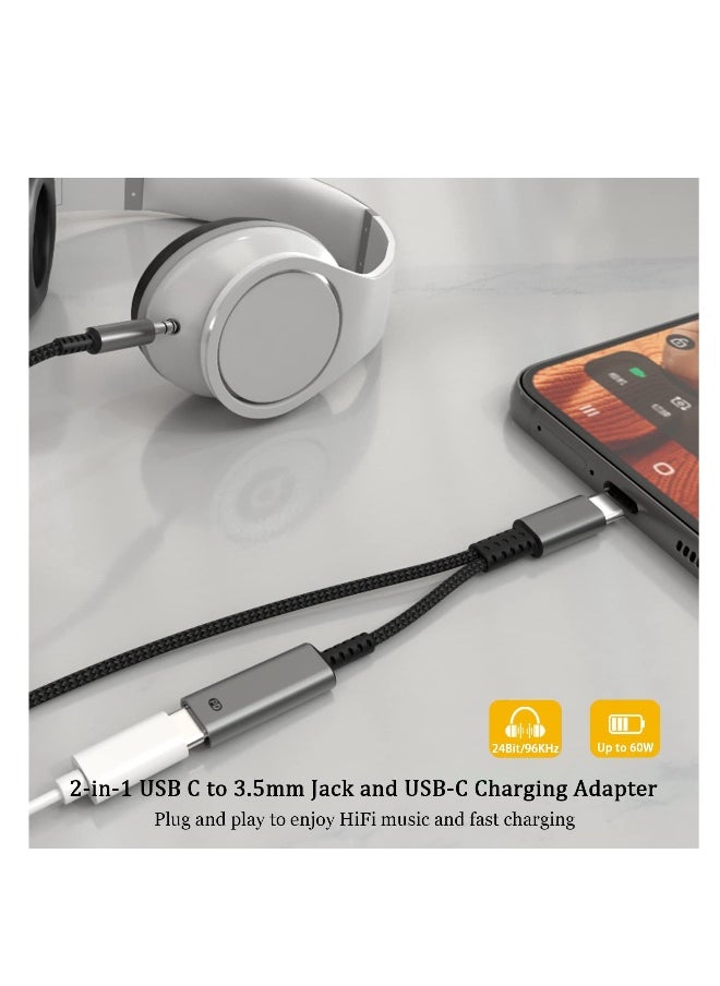 Generic - USB C to 3.5mm Aux Cord for Car with Charging 4FT, 2-in-1 USB-C to Headphone Audio Jack Adapter and Charger, Type C aux Cable dongle for Stereo, Speaker, Samsung Galaxy S23 S21 S22 A53 and More (4FT) - Image 1