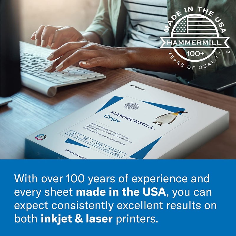 Hammermill Printer Paper, Multipurpose Inkjet Paper 24 lb, 8.5 x 11-5 Ream (2,500 Sheets) - 96 Bright, Made in the USA, 105050C - Image 4