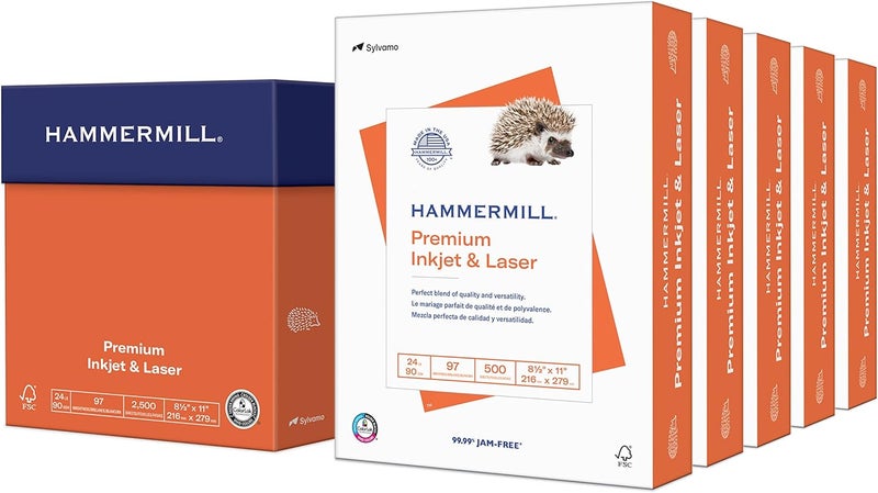 Hammermill Printer Paper, Multipurpose Inkjet Paper 24 lb, 8.5 x 11-5 Ream (2,500 Sheets) - 96 Bright, Made in the USA, 105050C - Image 1