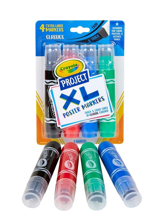 Crayola XL Poster Markers, Assorted Classic Colors, School Supplies, 4 Count - Image 2