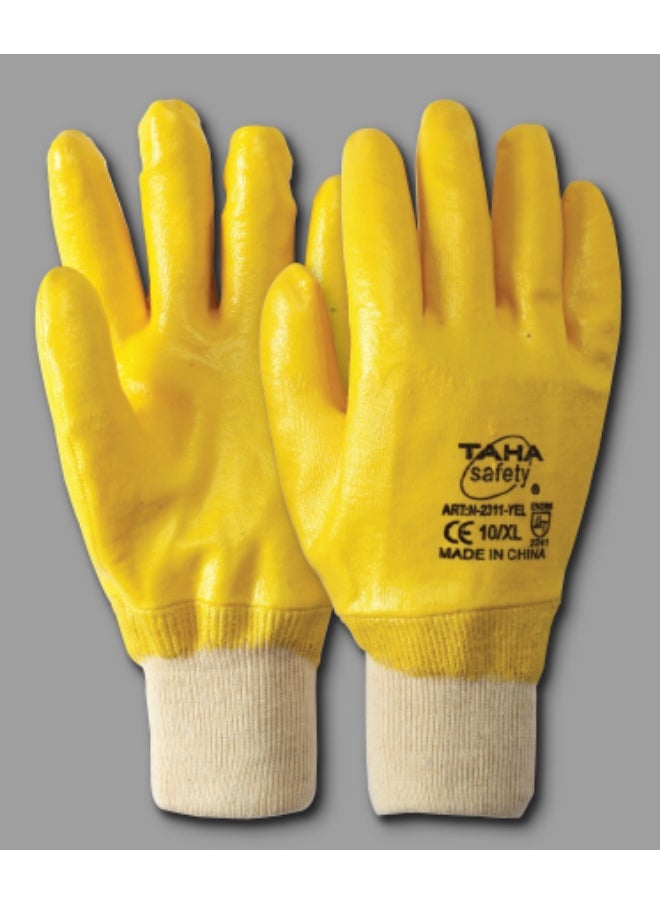 TAHA SAFETY N2311 Light Nitrile Knitted Safety Gloves -  High Grip for Industrial Use, Lightweight, Flexible, Ideal for Chemical Resistance & General Hand Protection | PACK OF 2 PAIRS 