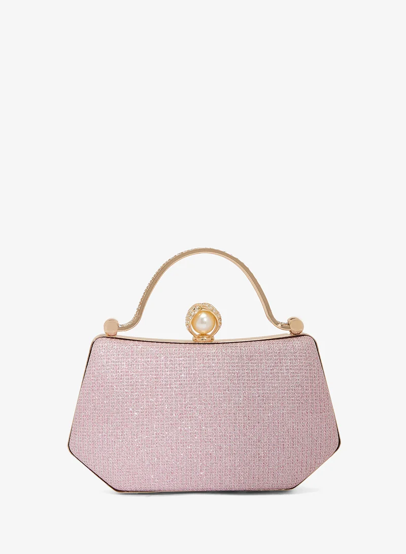 Gold Accent Top Handle Clutch