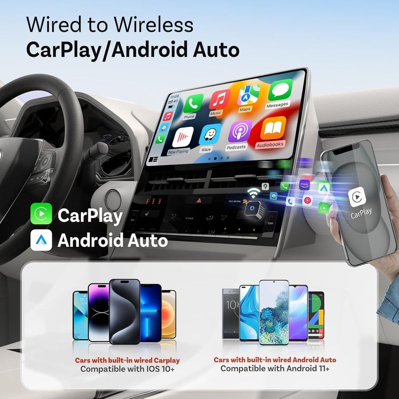 OTTOCAST Mini Pot 2025 2-in-1 Wireless CarPlay/Android Auto Adapter with 5GHz WiFi - Image 2
