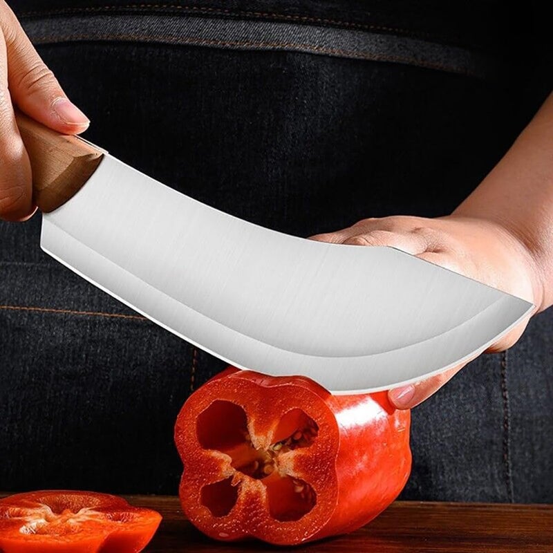 Chef Knife,12.8 inches Sharp Meat Cleaver Vegetable Cutter Professional Japanese Carbon Steel Kitchen Cleaver with Handle (wooden) - Image 3