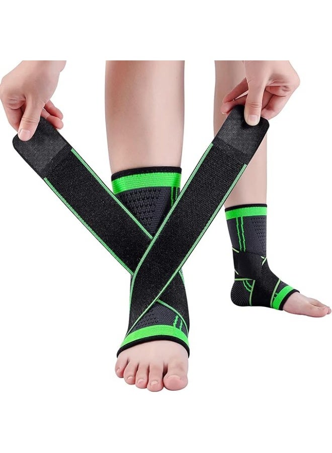 [BOGO Offer] Ankle Compression Brace (Buy 1 Get 1 FREE) – 3D Knitting Support with Unique Removable Fishnet Strap – Plantar Fasciitis & Achilles Tendonitis Relief – One Size Fits All - Image 1