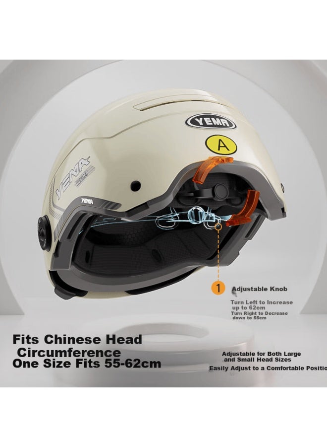 Yema 3c Certified Electric Motorcycle Helmet Uni Half Helmet Winter Warm Four Seasons Universal Dual Lens Zero-gravity Sunroof Electric Scooter Safety Helmet 370s Cool Gray With Transparent Long Le - Image 3
