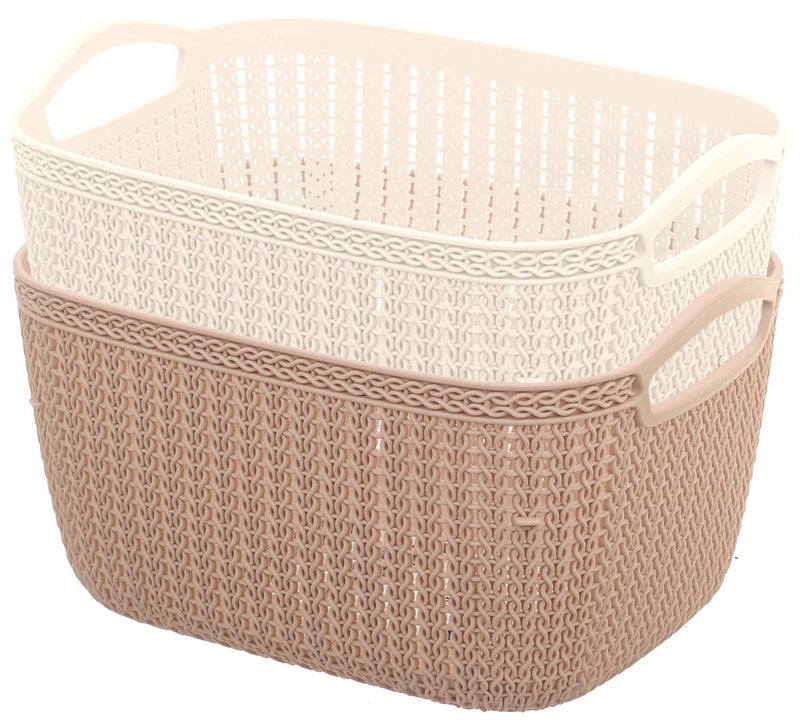 Kuber Industries Unbreakable Plastic Flexible Storage Baskets|Fruit Vegetable Bathroom Stationary Home Basket with Handles|Pack of 2 (Assorted) -CTKTC037844 - Image 1