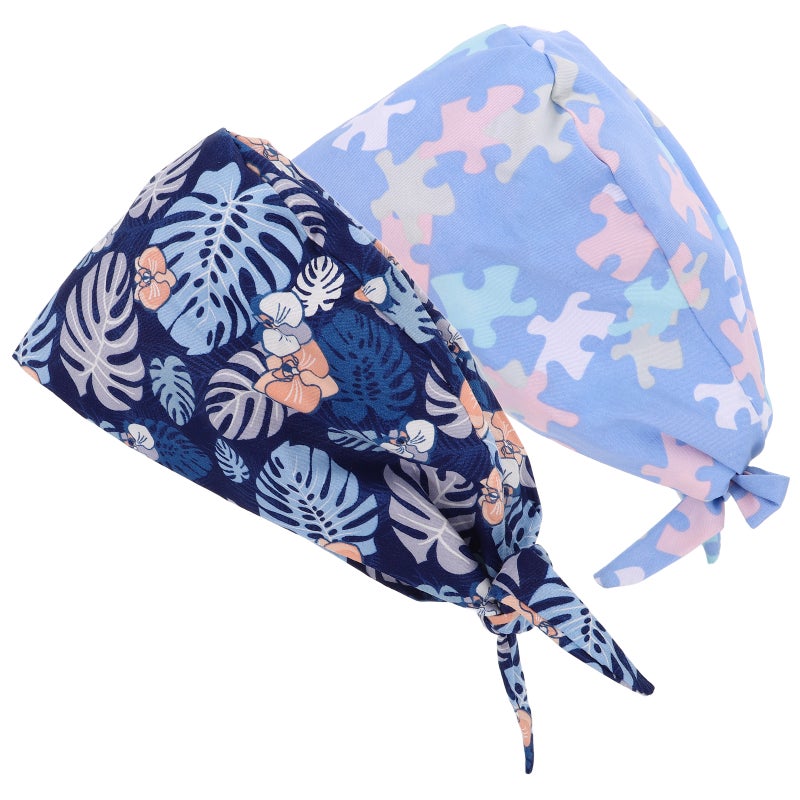 2pcs Unisex Cap Scrub Hats Adjustable Working Hat Beauty Salon Caps Tie Back Hats Uniform Accessories - Image 5
