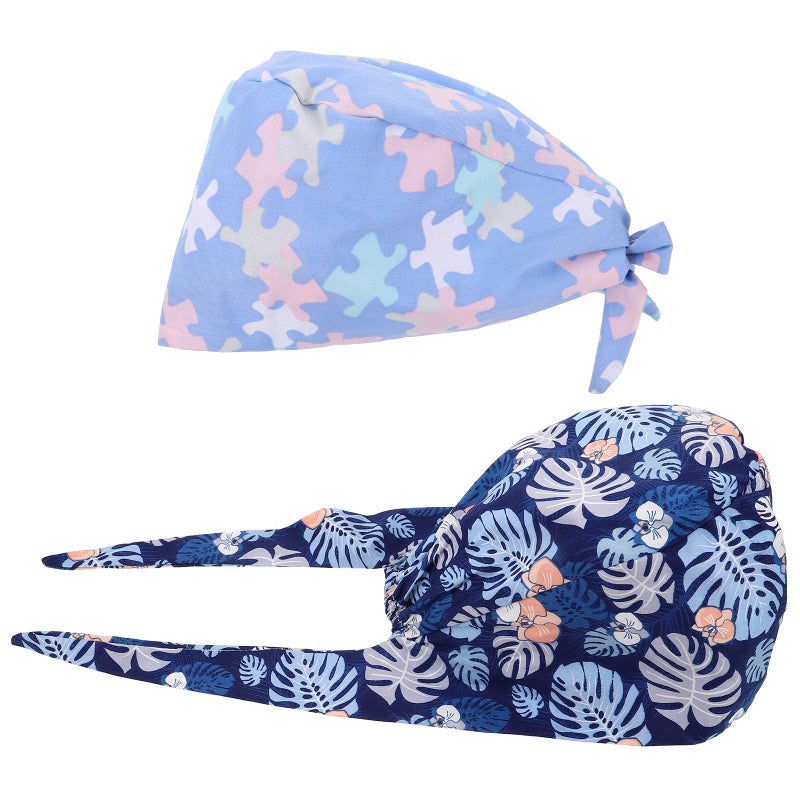 2pcs Unisex Cap Scrub Hats Adjustable Working Hat Beauty Salon Caps Tie Back Hats Uniform Accessories - Image 4