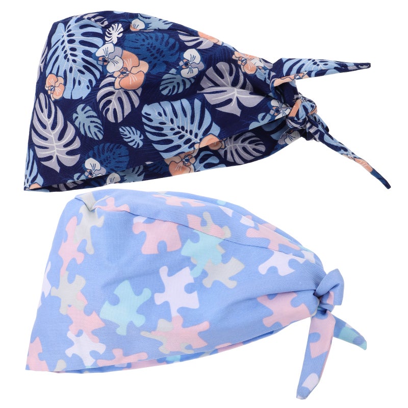2pcs Unisex Cap Scrub Hats Adjustable Working Hat Beauty Salon Caps Tie Back Hats Uniform Accessories - Image 1