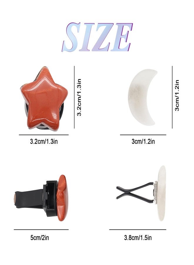 ORIESSE 5pcs Boho Car Air Freshener Vent Clips Stars Moon Natural Stone Vent Clips Car Accessories Car Decor for Women Best Wishes for Lover and Friend - Image 4