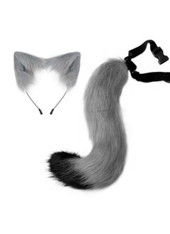 Generic New Halloween Fox Tail Headband Adjustable Plush Ears Cosplay Black and White  - Image 5