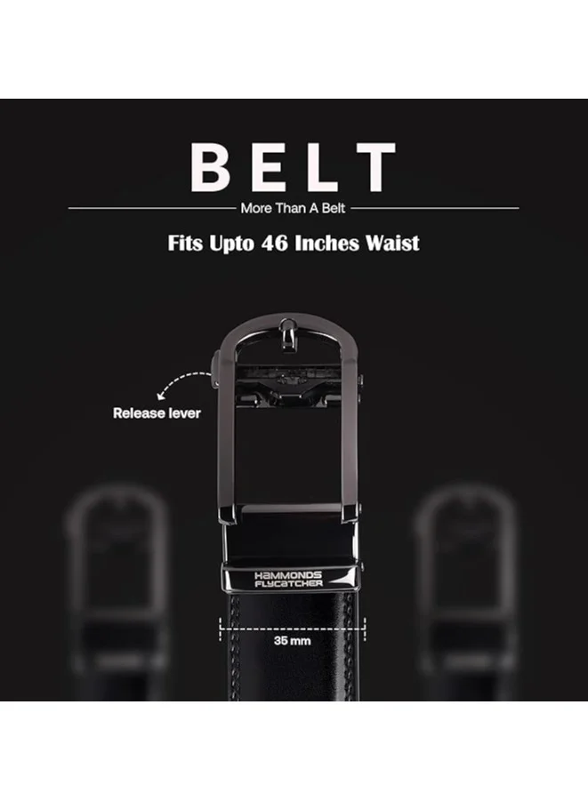 Hammonds Flycatcher  Leather Belt for Men, Premium Leather Belt with Auto Lock mechanism, Mens Belt Leather Branded with Slide Lock for Everyday Wear  | Best Price UAE