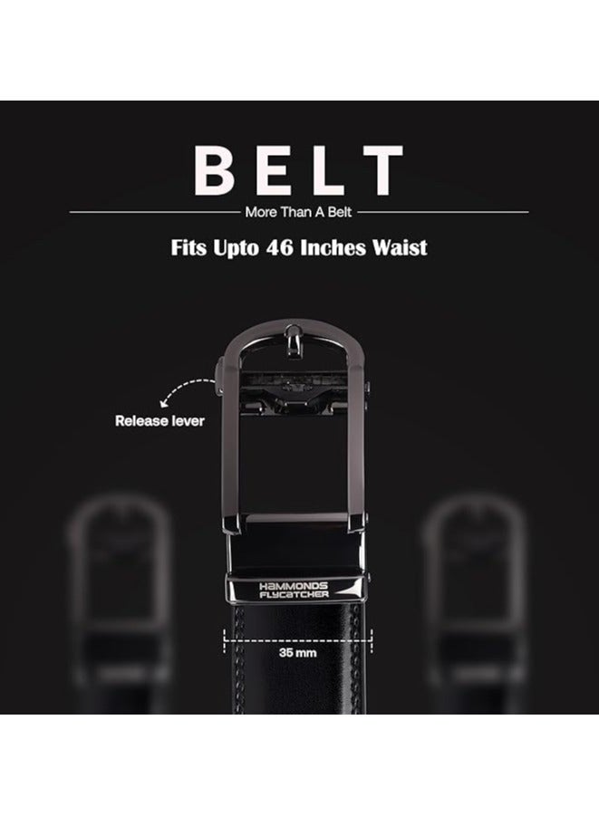 HAMMONDS FLYCATCHER Leather Belt for Men, Premium Leather Belt with Auto Lock mechanism, Mens Belt Leather Branded with Slide Lock for Everyday Wear - Image 3