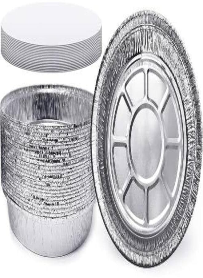 Generic Round Deep aluminum Foil Plate With Cover (6) 