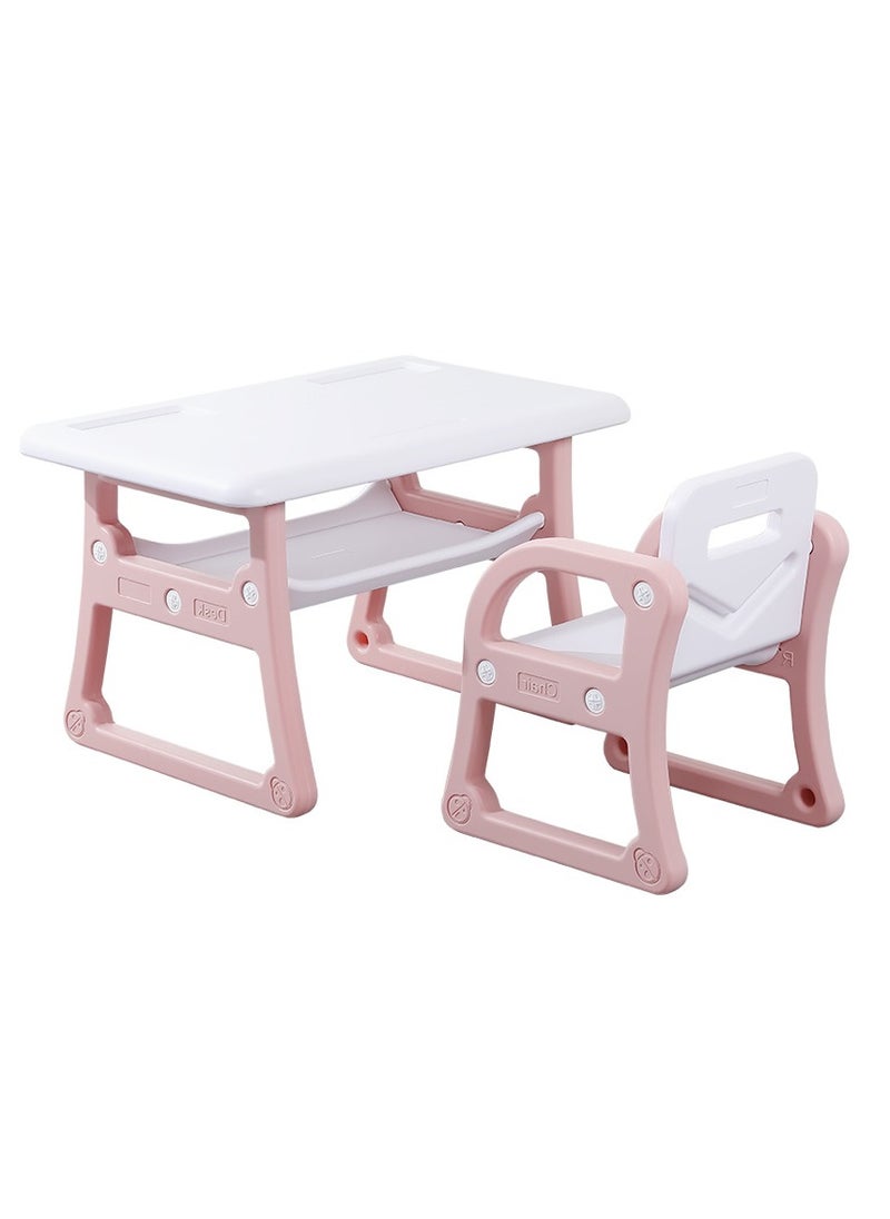 Kids Study Table and Chairs Set with Storage Rack Activity Table for Drawing Dining Playing Toddler Table and Chair Set for Kids Ages 1-8, Children Art Crafts Table Desk Set ﻿