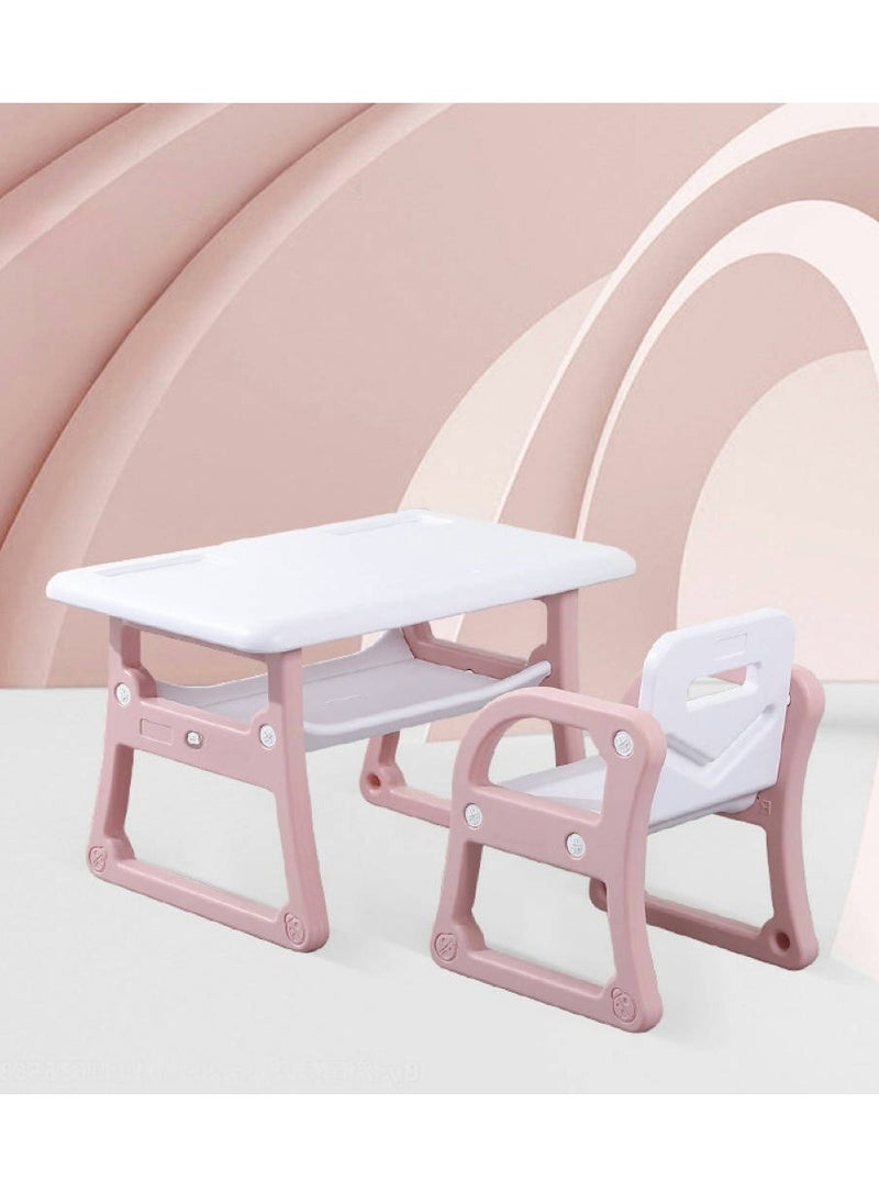 Kids Study Table and Chairs Set with Storage Rack Activity Table for Drawing Dining Playing Toddler Table and Chair Set for Kids Ages 1-8, Children Art Crafts Table Desk Set ﻿