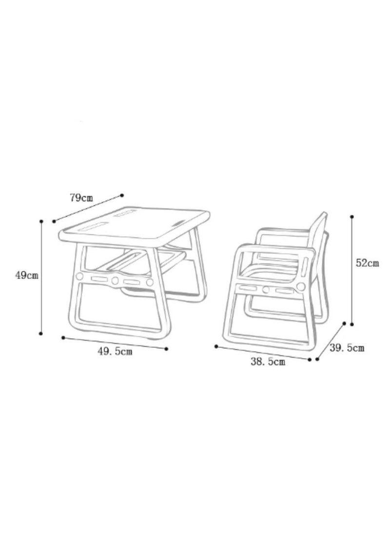 Kids Study Table and Chairs Set with Storage Rack Activity Table for Drawing Dining Playing Toddler Table and Chair Set for Kids Ages 1-8, Children Art Crafts Table Desk Set ﻿