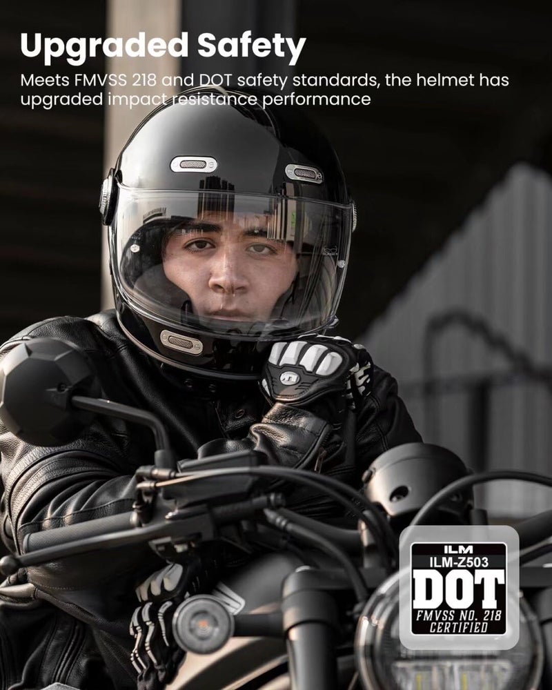 ILM Full Face Motorcycle Helmet Retro for Adult with Visor Vintage Helmets for Cruisers Scooters Mopeds Pinlock Compatible DOT Model Z503(White, Medium) - Image 3