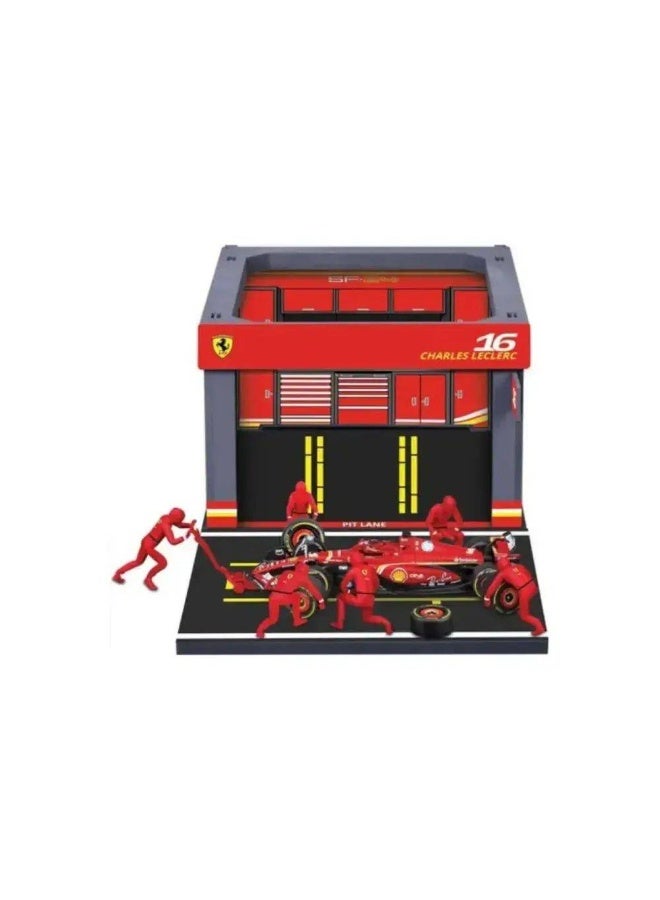 Bburago Formula One Racing Scuderia Ferrari SF-24 Pit Pass Diorama Playset (1:43) - Image 2