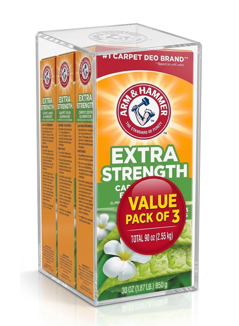 Arm & Hammer Extra Strength Carpet Odor Eliminator Powder, 30 oz (850g) [Pack of 3] | Value Multi-Pack Premium Baking Soda Deodorizer for Home, Pets, and Rugs - Image 1