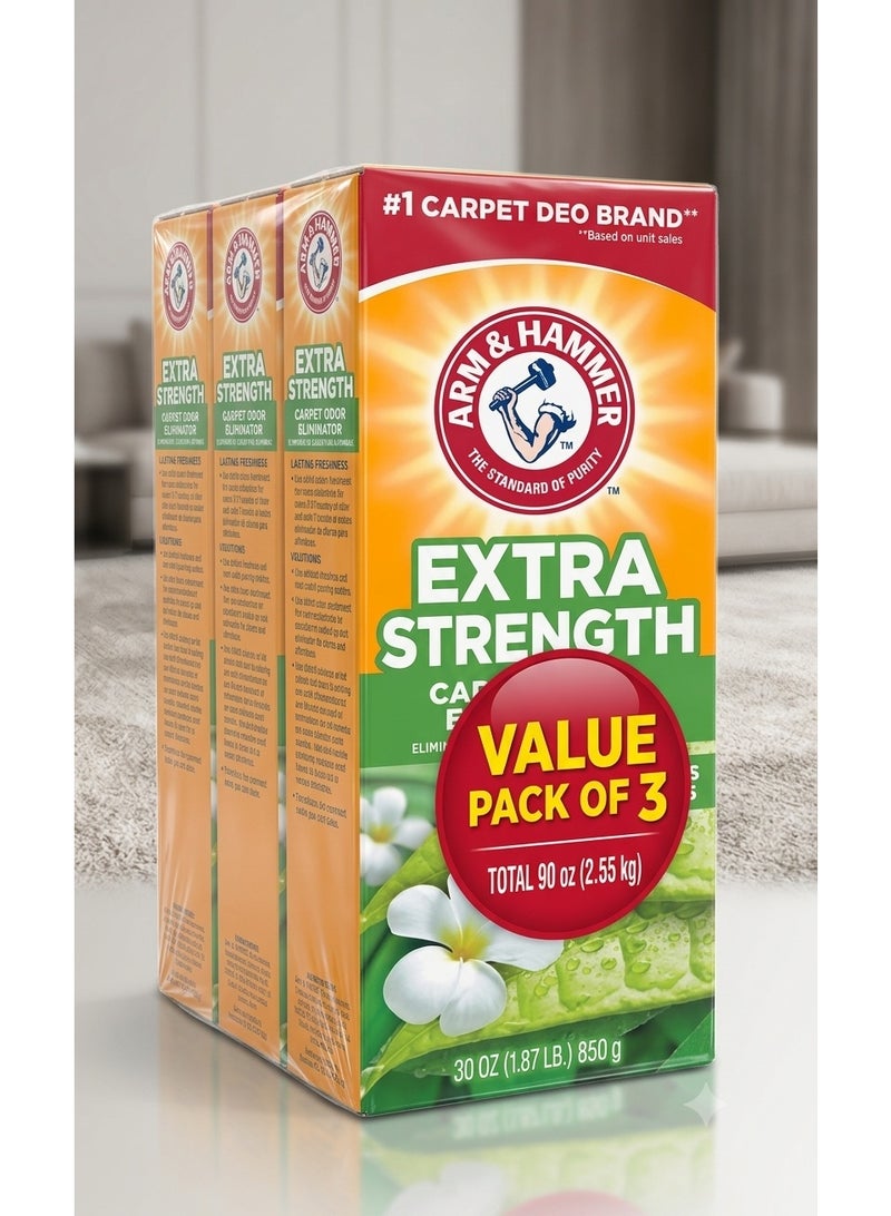 Arm & Hammer Extra Strength Carpet Odor Eliminator Powder, 30 oz (850g) [Pack of 3] | Value Multi-Pack Premium Baking Soda Deodorizer for Home, Pets, and Rugs - Image 2