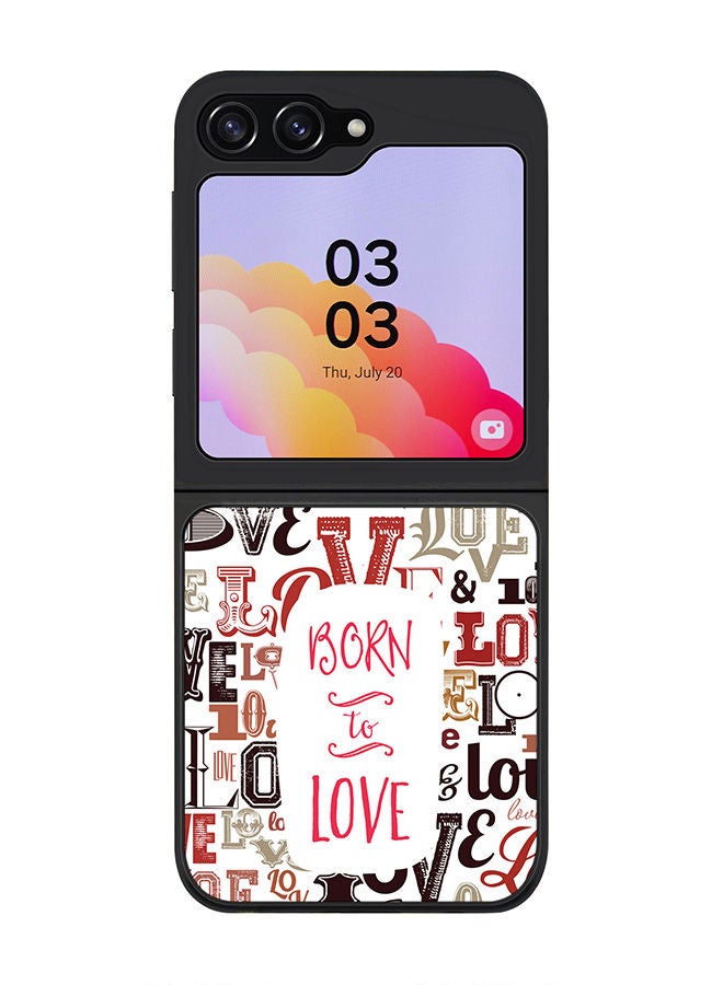 Stylizedd Rugged Black edge case for Samsung Galaxy Z Flip5, Slim fit Soft Case Flexible Rubber Edges Anti Drop TPU Gel Thin Cover -  Born To Love - Image 1