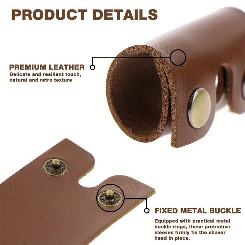 M'AYCREATE ® PU Razor Blade Covers, Set of 2Pcs Razor Head Protective Sheath Cover, Metal Snap Button Closure Design - Image 3