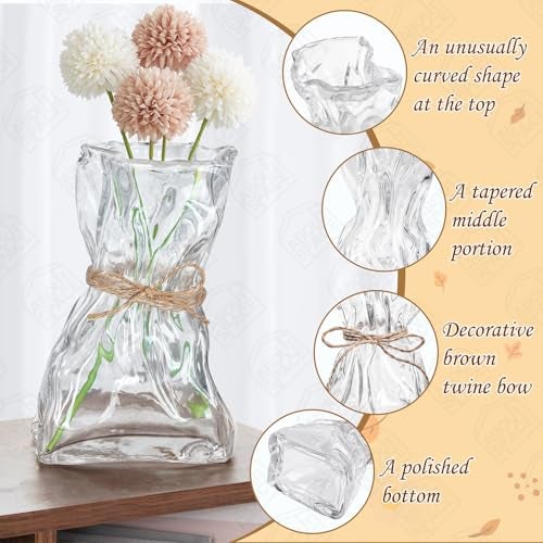 ABOUT SPACE Cylindrical Flower Vase,Irregular Bag Shape Vase for Living Room,Folded Paper Glass Vase for Water Plants,Transparent Centerpiece Vase for Home Decor,Table Top Decor for Home,Restaurants - Image 4