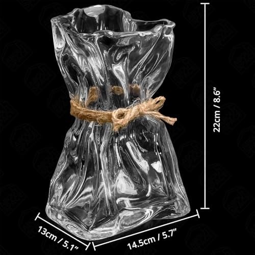ABOUT SPACE Cylindrical Flower Vase,Irregular Bag Shape Vase for Living Room,Folded Paper Glass Vase for Water Plants,Transparent Centerpiece Vase for Home Decor,Table Top Decor for Home,Restaurants - Image 2